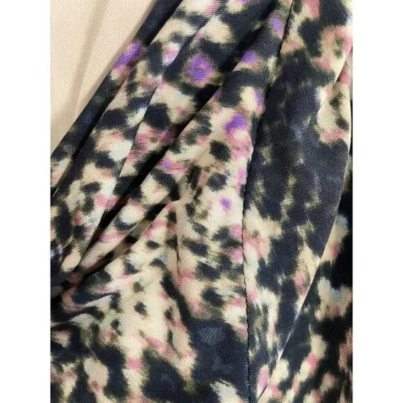 Vince Camuto  Black Pink Animal Print Wide Leg Cowl Neck Jumpsuit Small - Picture 6 of 6